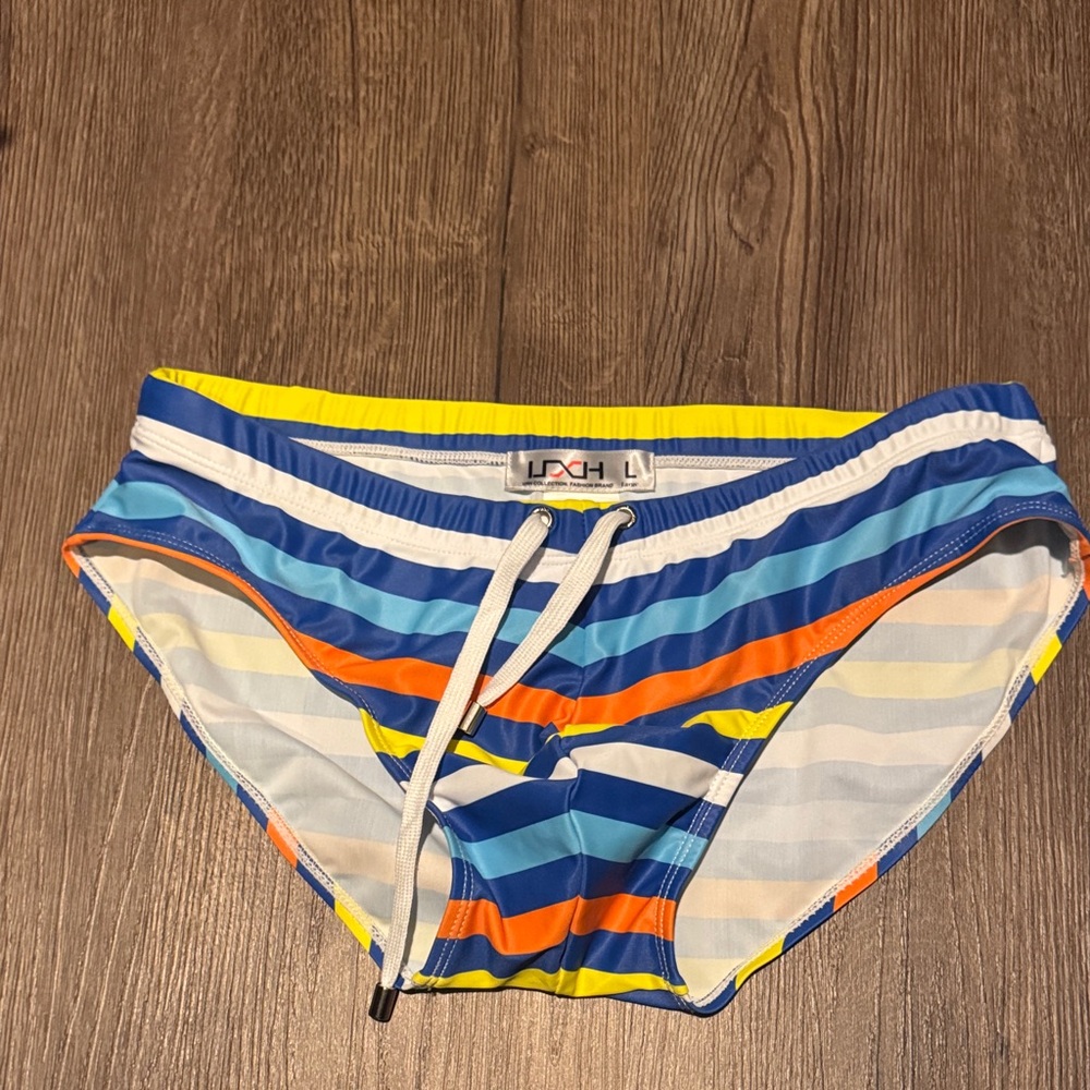 Colorful Striped Swim Briefs